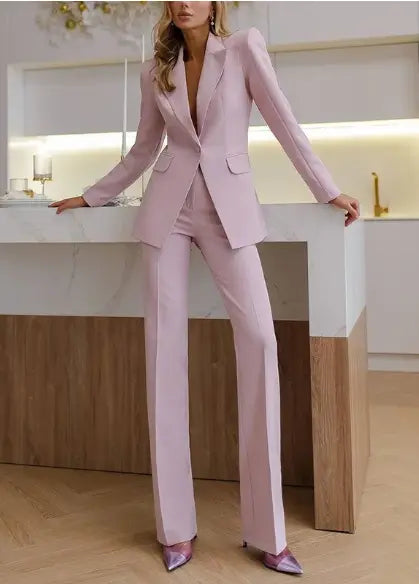 Tailleur Deux Pièces Rose Carmin Femme - Ensemble Formel Élégant - BMYANY