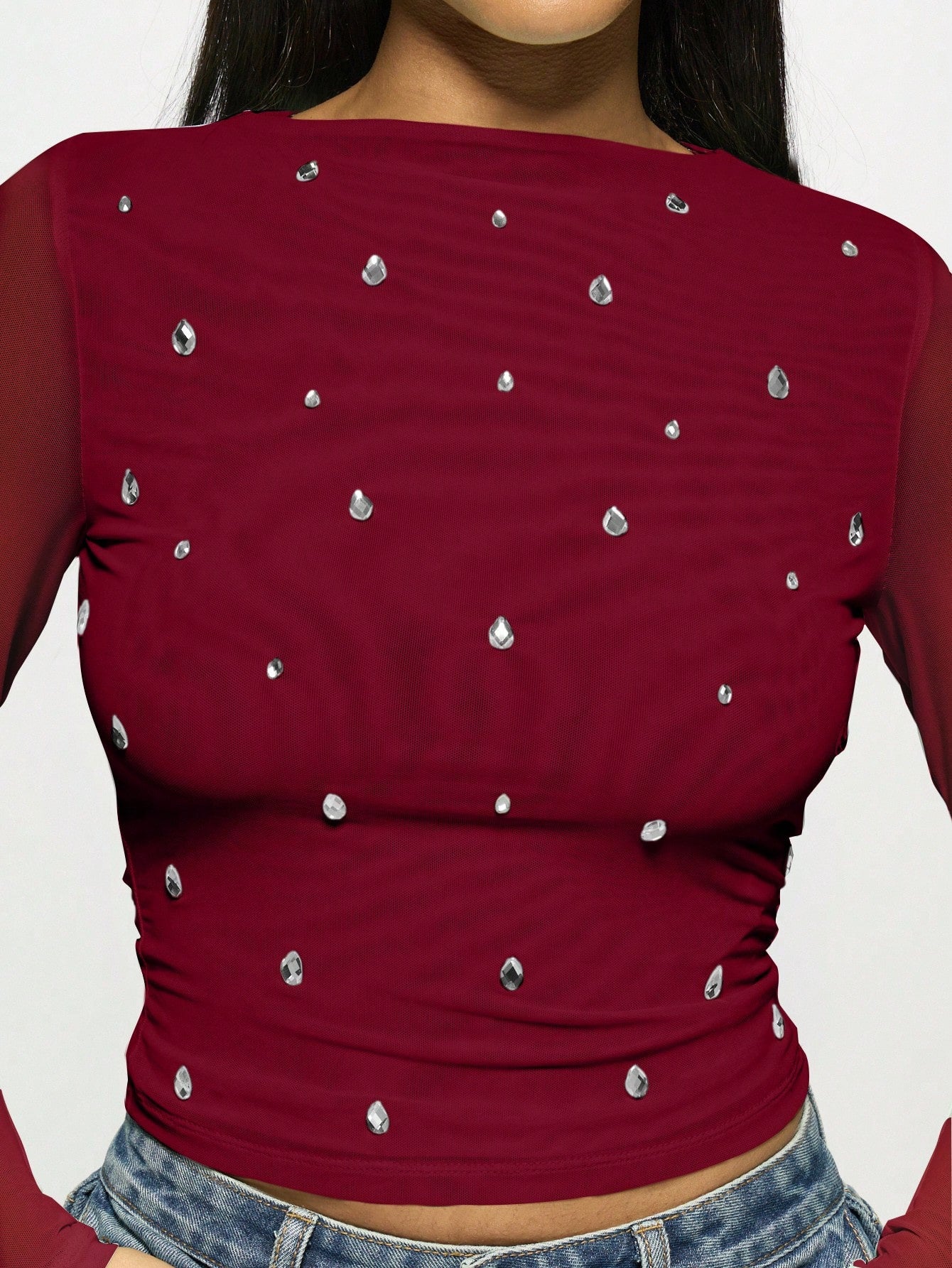 Top Femme Western Manches Longues Strass - Cotte Double Couche - BMYANY