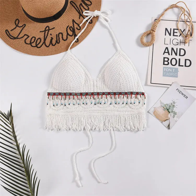 Top Halter Femme Uni à Découpes avec Bonnets Intégrés - BMYANY