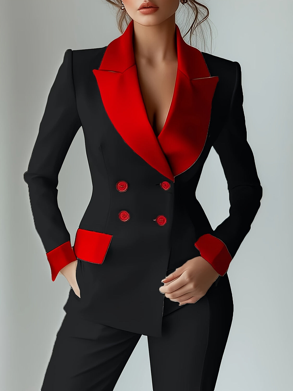 Veste Col Tailleur à Boutons et Poches Femmes - BMYANY