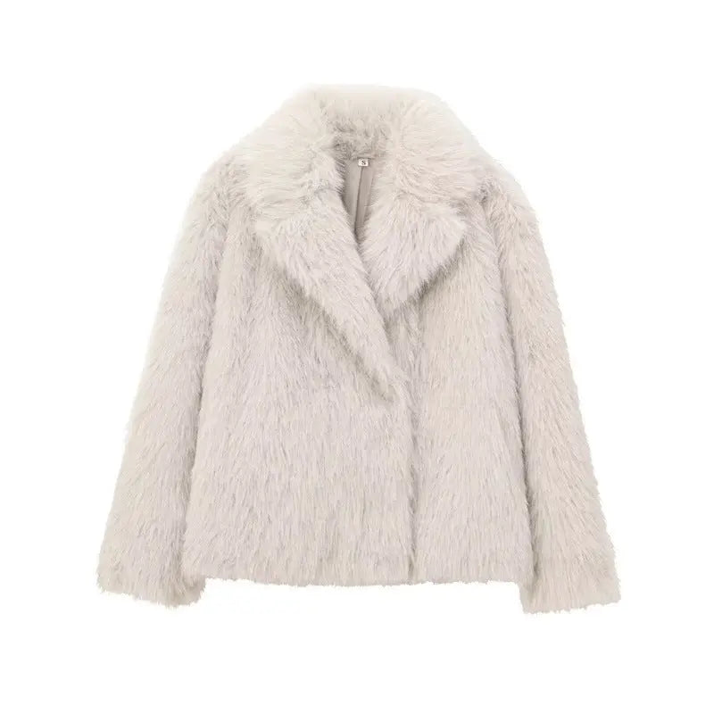 Veste Femme à Revers en Fausse Fourrure - Style Élégant - BMYANY