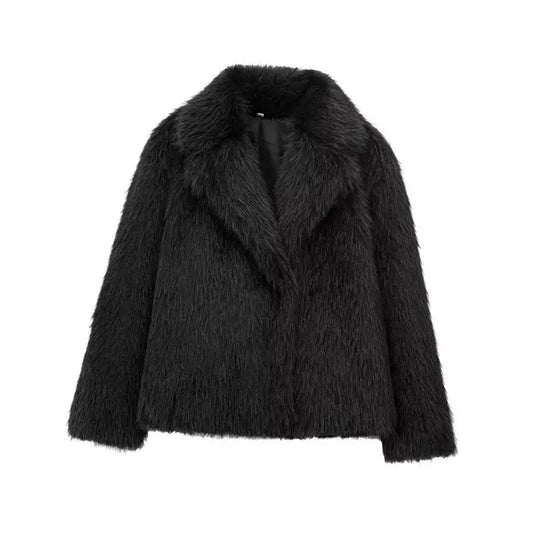 Veste Femme à Revers en Fausse Fourrure - Style Élégant - BMYANY