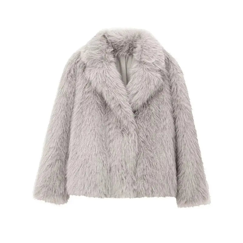 Veste Femme à Revers en Fausse Fourrure - Style Élégant - BMYANY