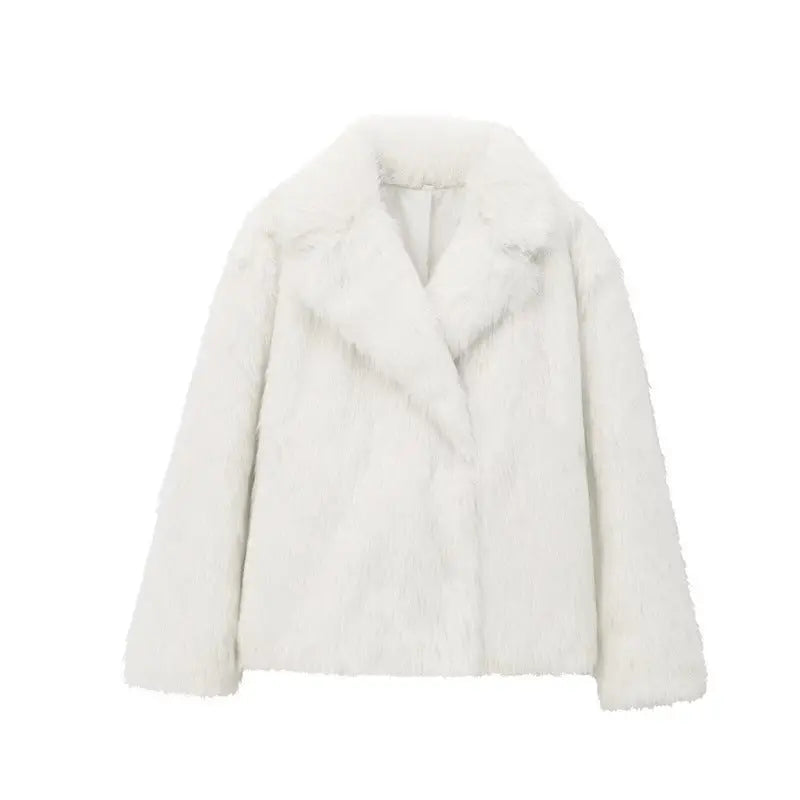 Veste Femme à Revers en Fausse Fourrure - Style Élégant - BMYANY