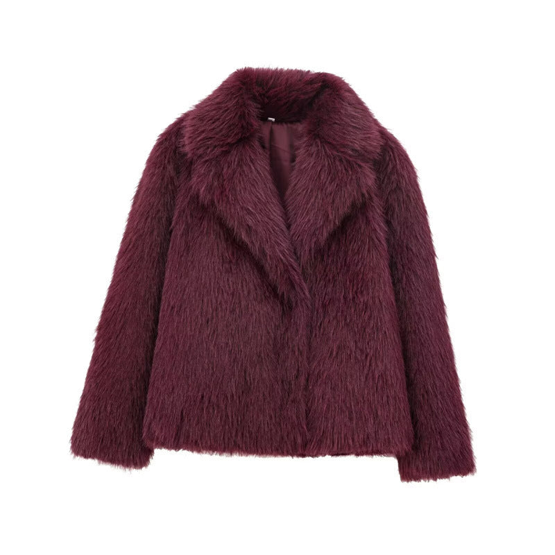 Veste Femme à Revers en Fausse Fourrure - Style Élégant - BMYANY