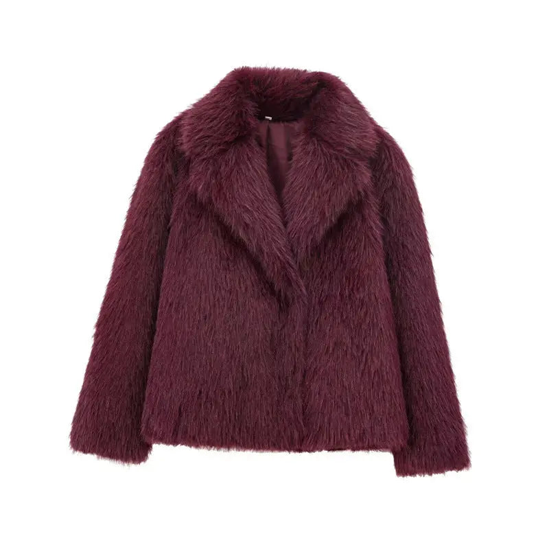 Veste Femme à Revers en Fausse Fourrure - Style Élégant - BMYANY