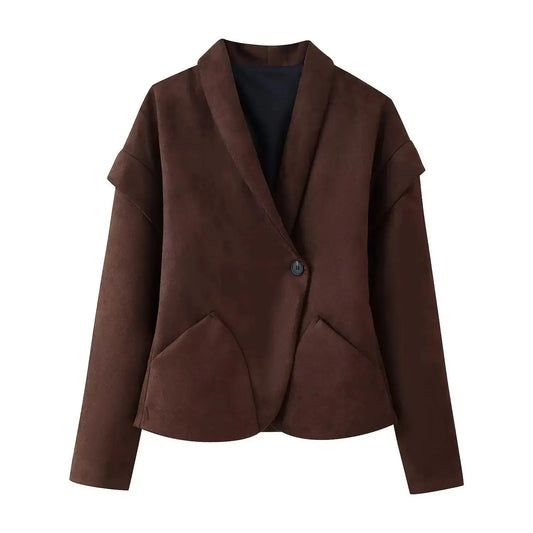 Veste de costume en daim à décolleté simple bouton - BMYANY