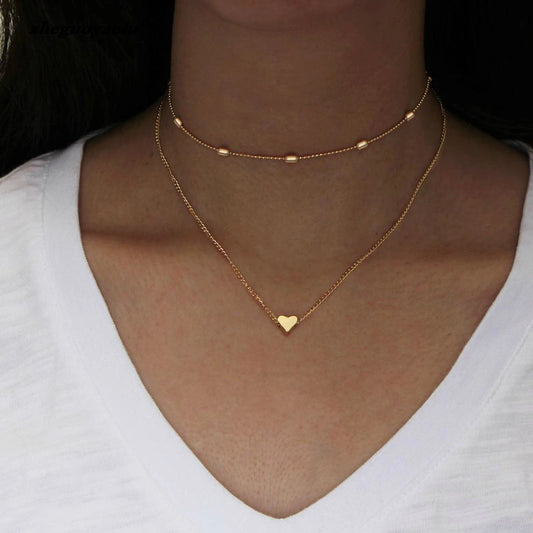 Collier ras du cou simple et doré pour femme, collier ras du cou multicouches, collier tendance