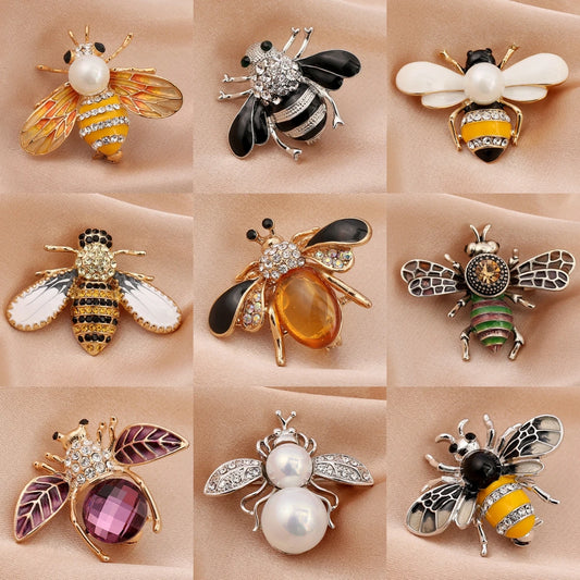 Broche abeille en perles délicates, cristaux, strass, pour femme,