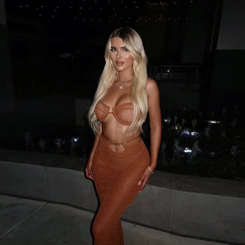 Bikini Femme 3 Pièces avec Jupe Semi-Transparente - Maillot de Bain BMYANY