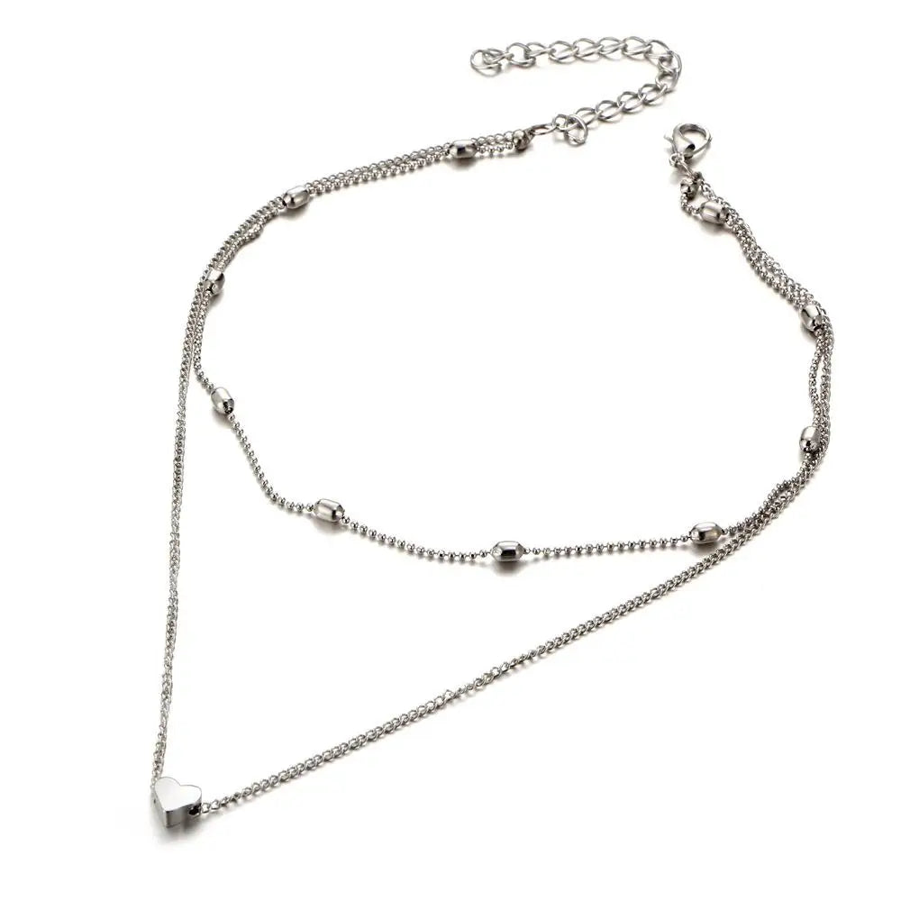 Collier ras du cou simple et doré pour femme, collier ras du cou multicouches, collier tendance