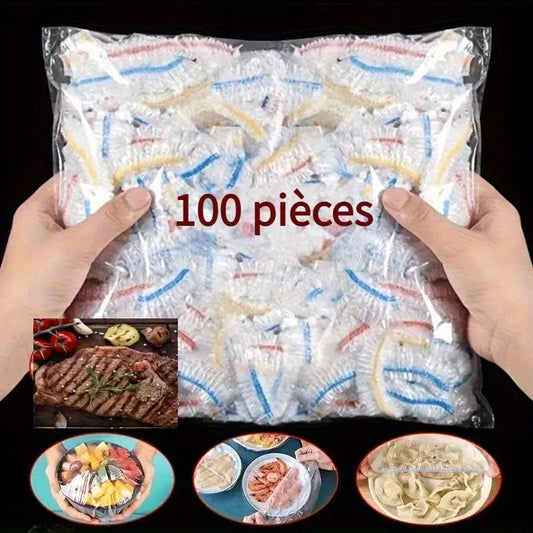 Film Alimentaire Extra Large en Plastique de Qualité Alimentaire - 100 pièces, 38,0x38,0 cm, Couvercle Élastique Réutilisable pour Conservation des Aliments et Préparation des Repas Dropshipman