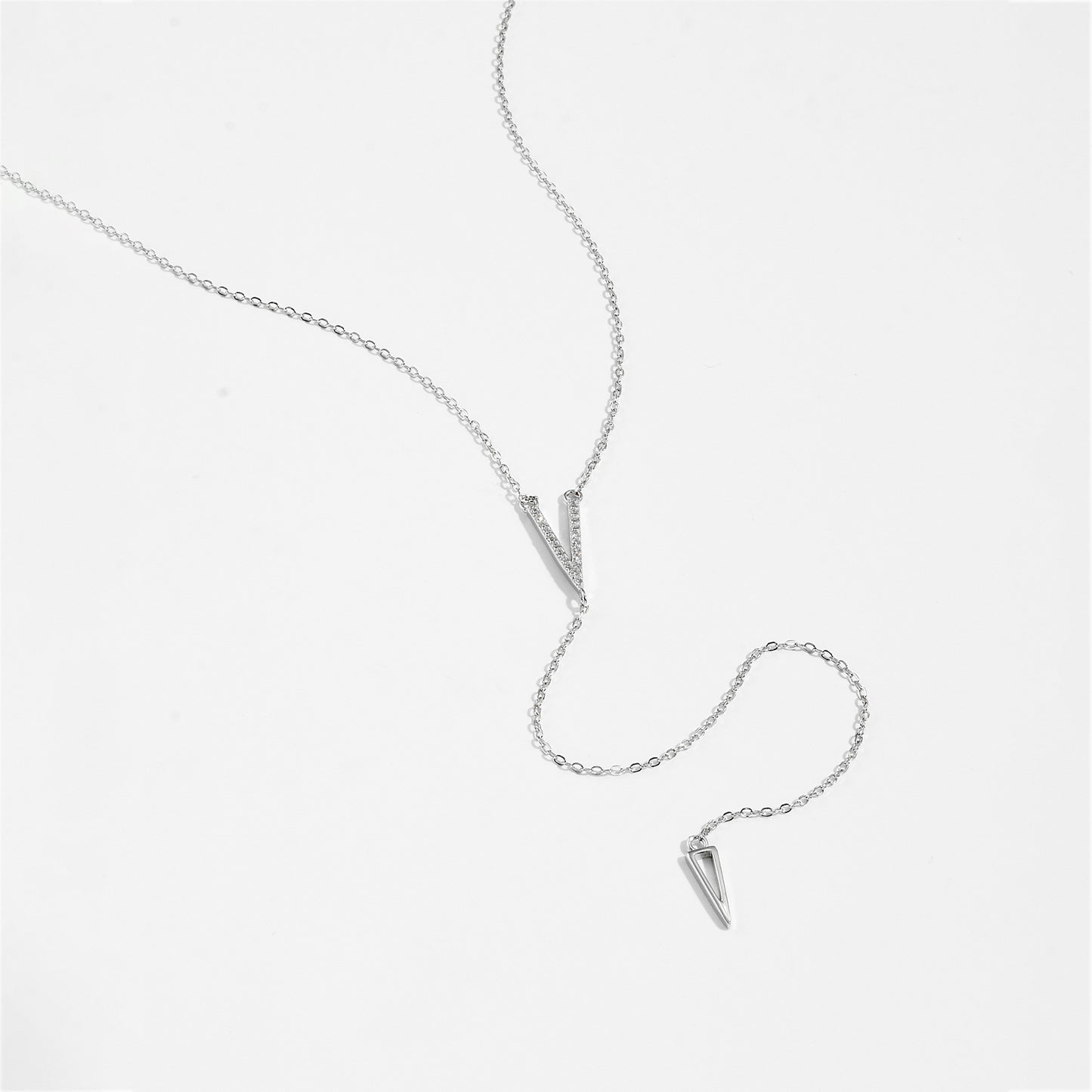 S925 Sterling Silver Long Tassel Y-shaped Necklace