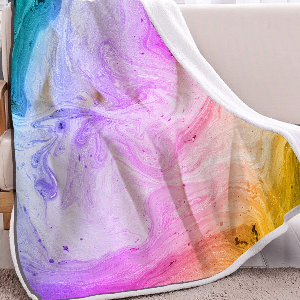 Couverture en Laine d’Agneau Douce et Chaude - Motif Dégradé de Couleurs - BMYANY