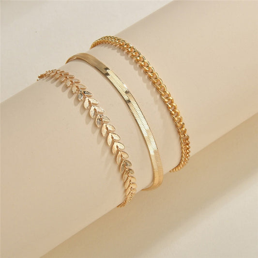 Ensemble de 3 bracelets de cheville simples pour femmes