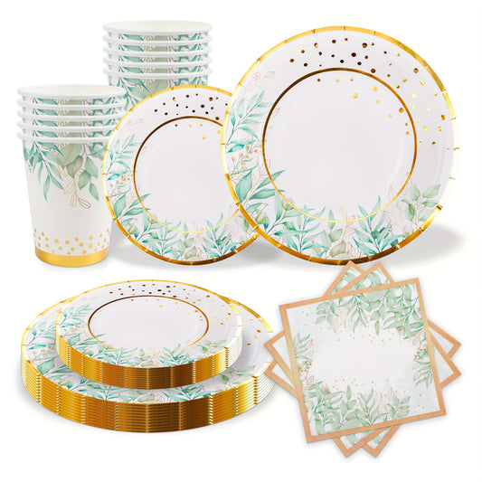 Elegant Gold Disposable Tableware Set - 50/100 Pieces