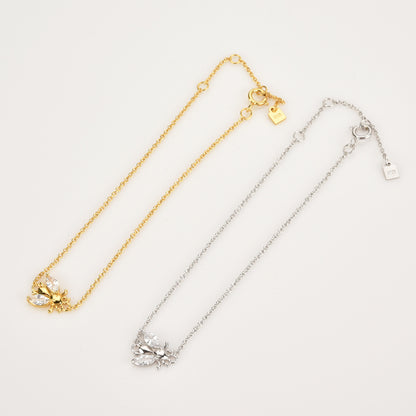 925 Sterling Silver Multi Adjustable Buckle White Zirconium Bee Bracelet