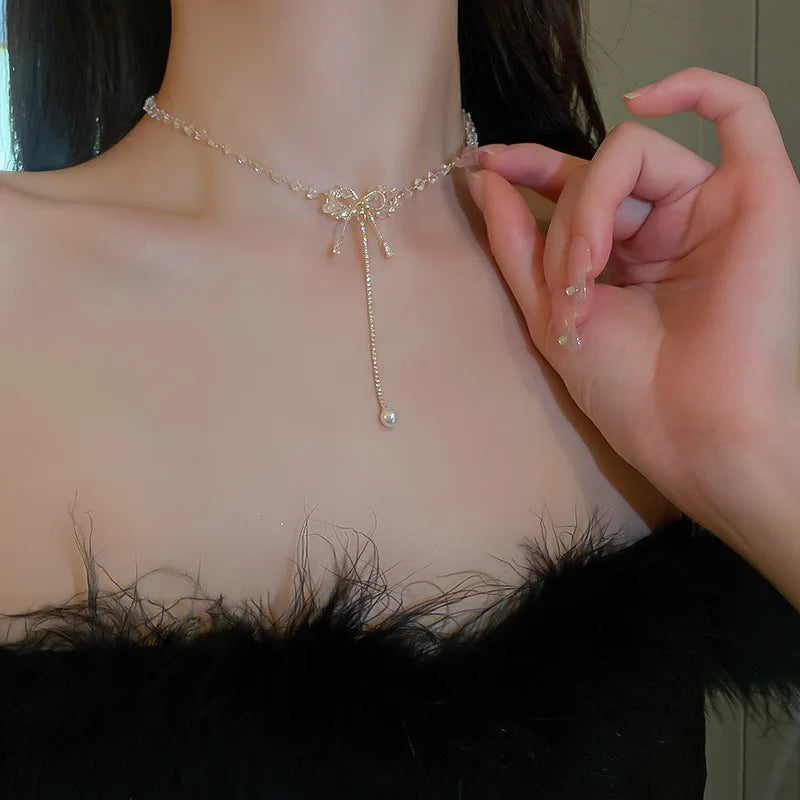 Coréen Doux Transparent Cristal RAS de Cou Collier Déclaration Petite amie Cadeau Mignon Plaqué Ou Collier Bijoux Collier Femme 2025