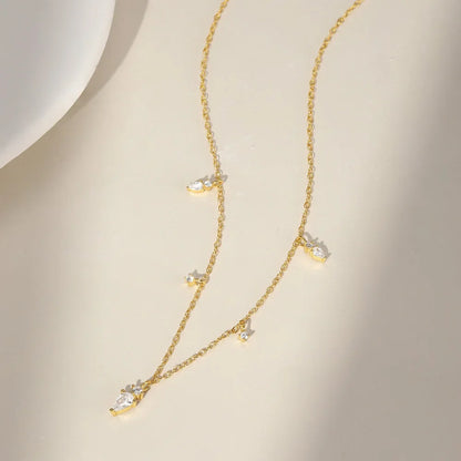 Collier en argent sterling 925 pour femme, pendentif étoile à quatre branches, motif géométrique en zircon, KO 2024