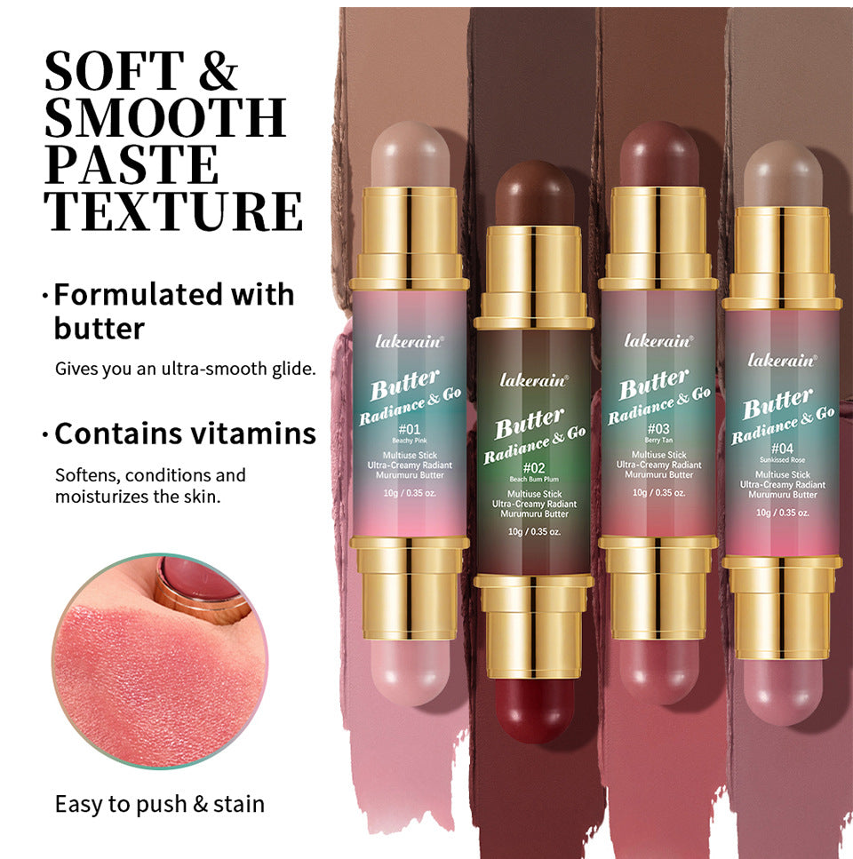 Natural Nude Makeup Double-headed Three-dimensional Face Repair Blush Stick