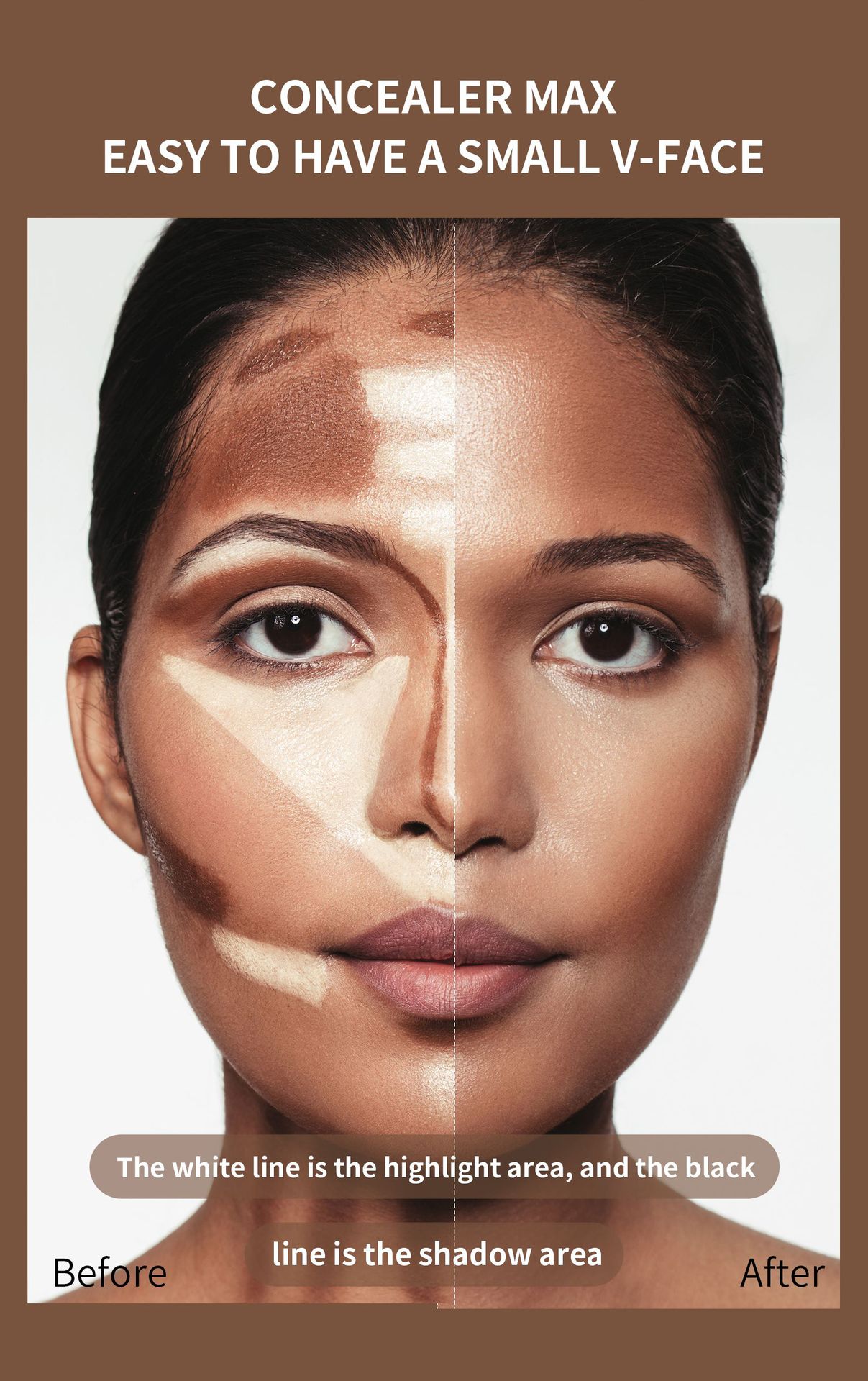 Double-headed Contour Stick Modified To Brighten Facial Shadow Highlights