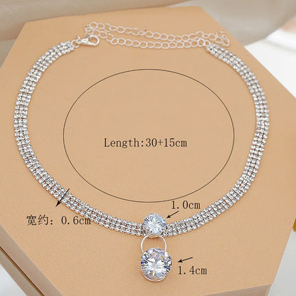 Collier TREAZY Pendentif Zircon Strass Ras du Cou Argent Femme Mariage