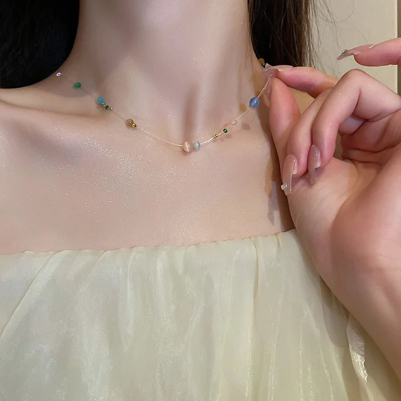 Coréen Doux Transparent Cristal RAS de Cou Collier Déclaration Petite amie Cadeau Mignon Plaqué Ou Collier Bijoux Collier Femme 2025