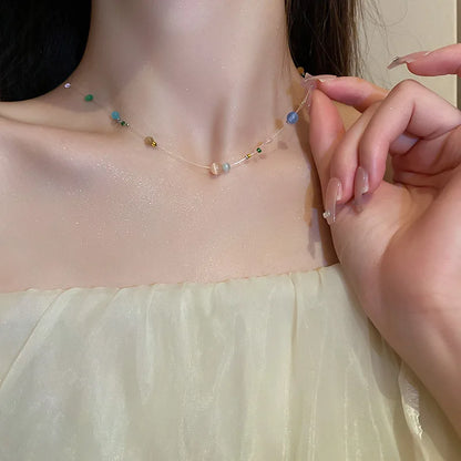 Coréen Doux Transparent Cristal RAS de Cou Collier Déclaration Petite amie Cadeau Mignon Plaqué Ou Collier Bijoux Collier Femme 2025