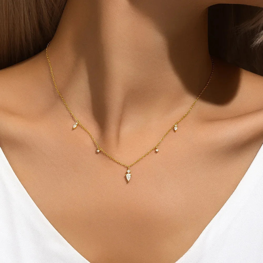 Collier en argent sterling 925 pour femme, pendentif étoile à quatre branches, motif géométrique en zircon, KO 2024