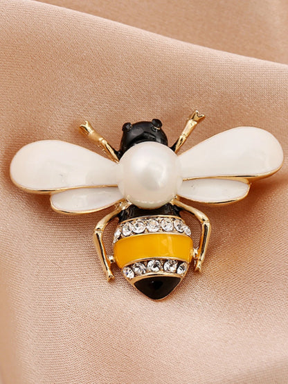 Broche abeille en perles délicates, cristaux, strass,  pour femme,