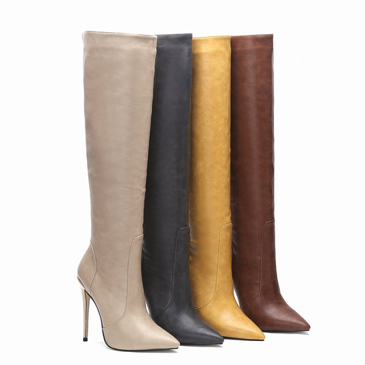 Bottes larges à talons semi cuir pour femmes - BMYANY