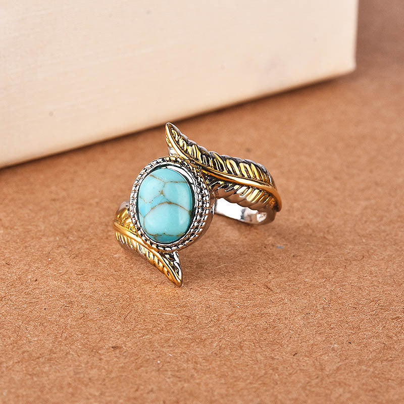 Bague de fiançailles de luxe en cuivre incrusté de turquoise