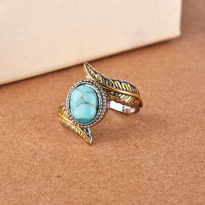 Bague de fiançailles de luxe en cuivre incrusté de turquoise
