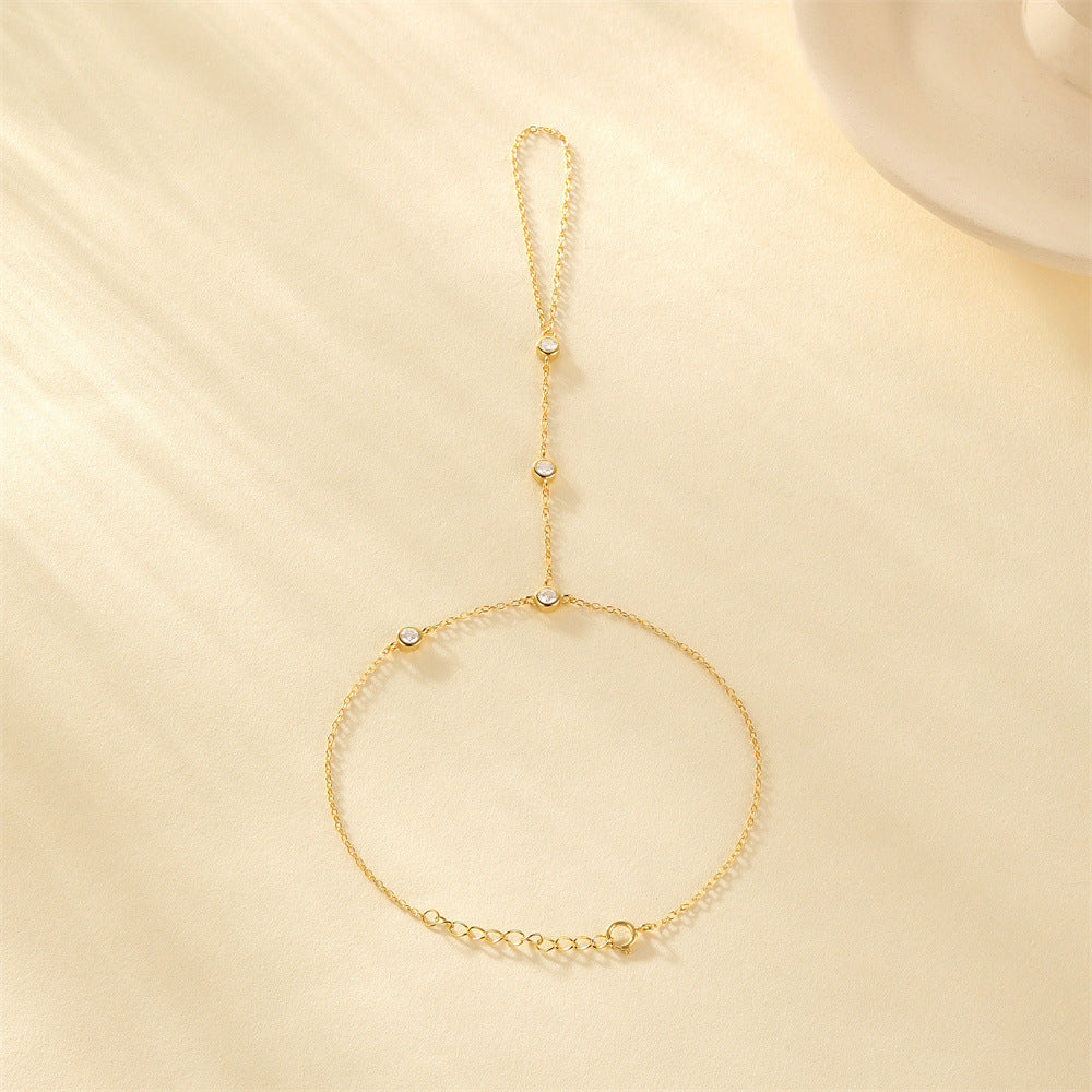 S925 Sterling Silver Finger Diamond Simple Bracelet Women