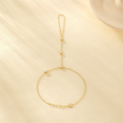 S925 Sterling Silver Finger Diamond Simple Bracelet Women