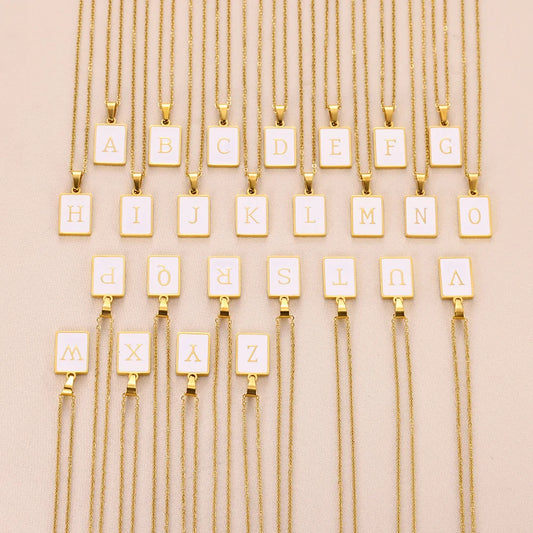 Colliers délicats avec initiales pour femmes, bijoux en acier inoxydable, pendentifs en forme de barre dorée, cadeaux pour elle