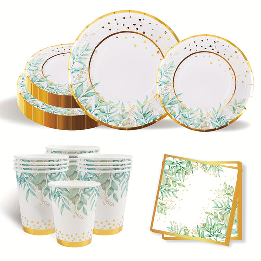 Elegant Gold Disposable Tableware Set - 50/100 Pieces