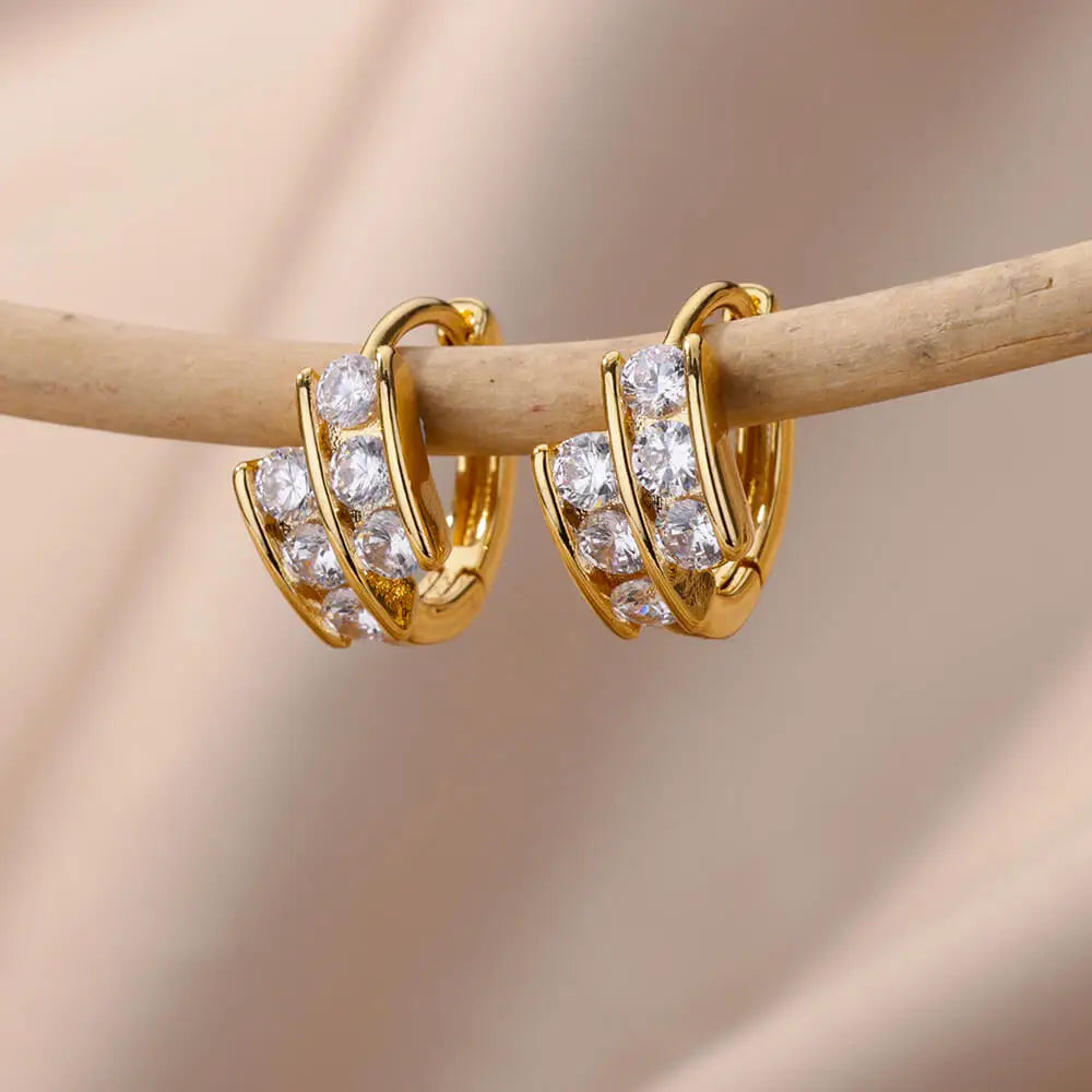 Boucles d'oresille plus de modèles pendantes en forme de cercle en zircon pour femme,