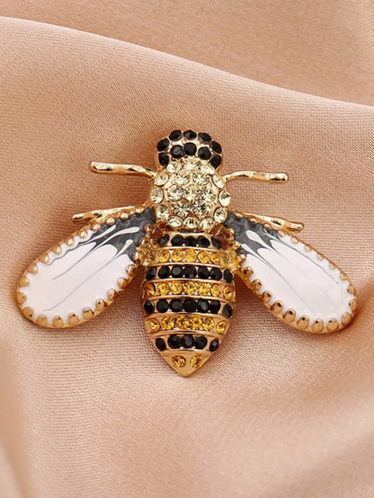 Broche abeille en perles délicates, cristaux, strass,  pour femme,