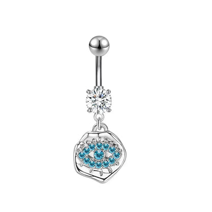 Piercing Nombril Septum Titane Zircon Œil du Diable Croix - Bijoux Corps Femme
