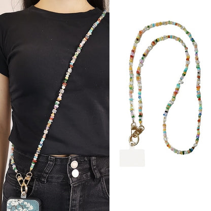 Crossbody Colorful Gravel Cube Sugar Beaded Lanyard