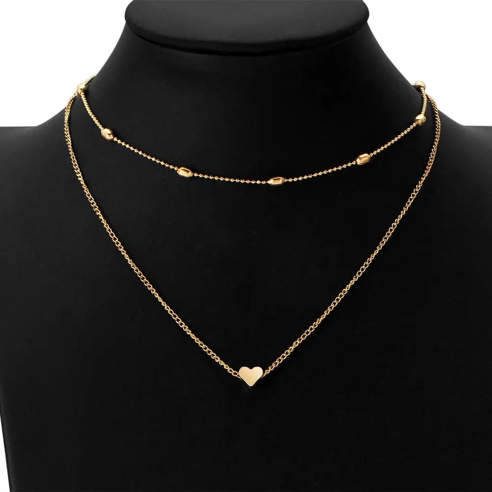 Collier ras du cou simple et doré pour femme, collier ras du cou multicouches, collier tendance