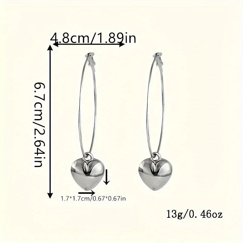 Boucles d'oreilles pendantes pendentif cœur, collection 2026