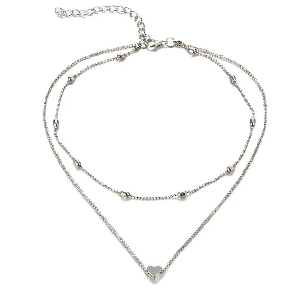 Collier ras du cou simple et doré pour femme, collier ras du cou multicouches, collier tendance