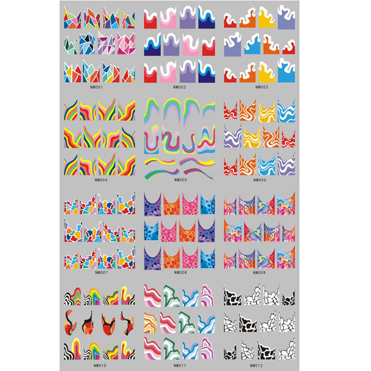Autocollants ongles abstrait ruban ligne filigrane décoration nail art - BMYANY