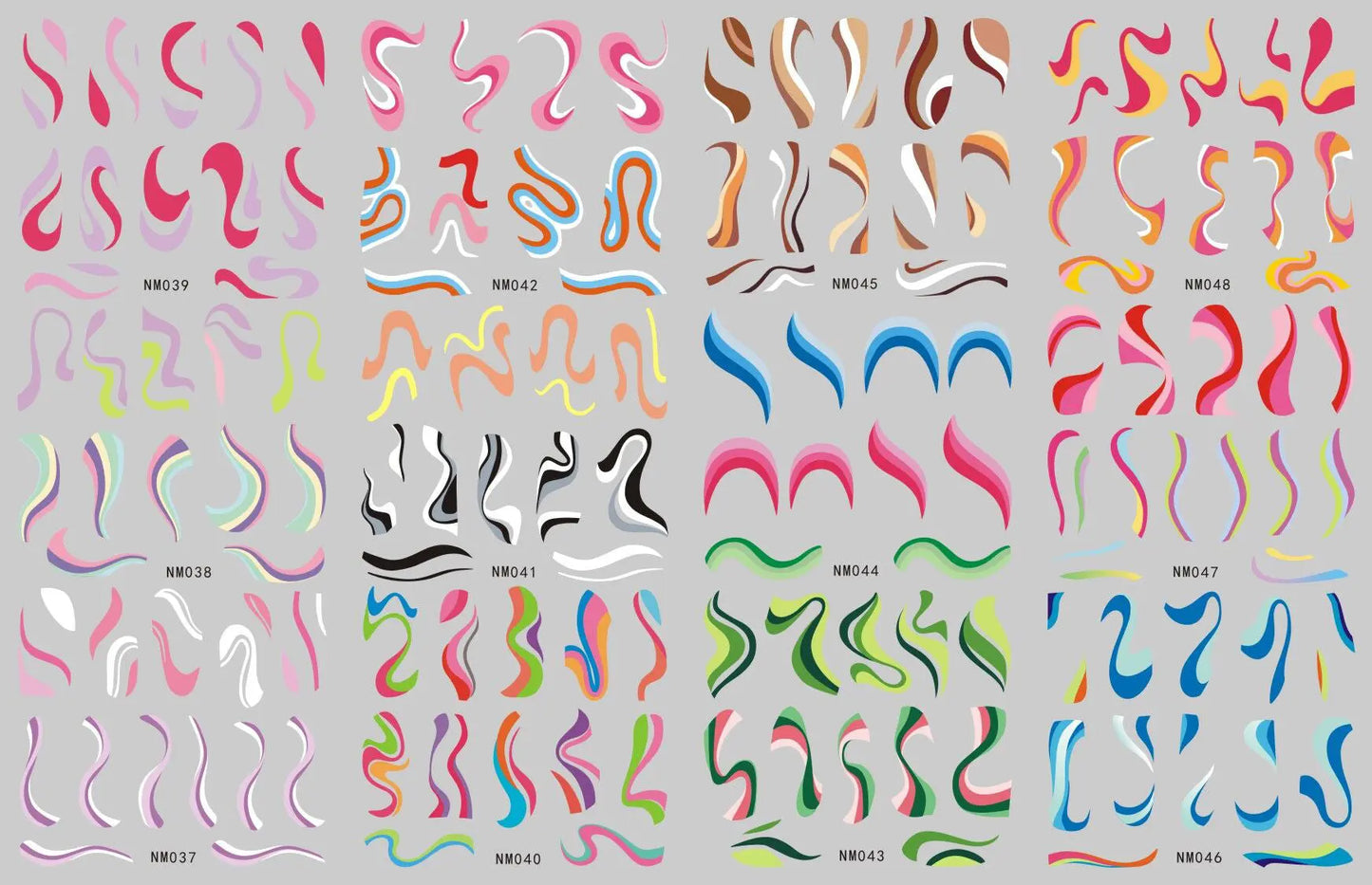 Autocollants ongles abstrait ruban ligne filigrane décoration nail art - BMYANY