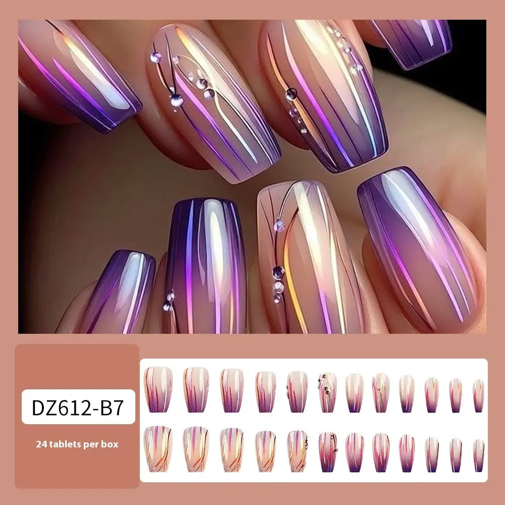 Autocollants à ongles dégradé ligne violette magique - BMYANY