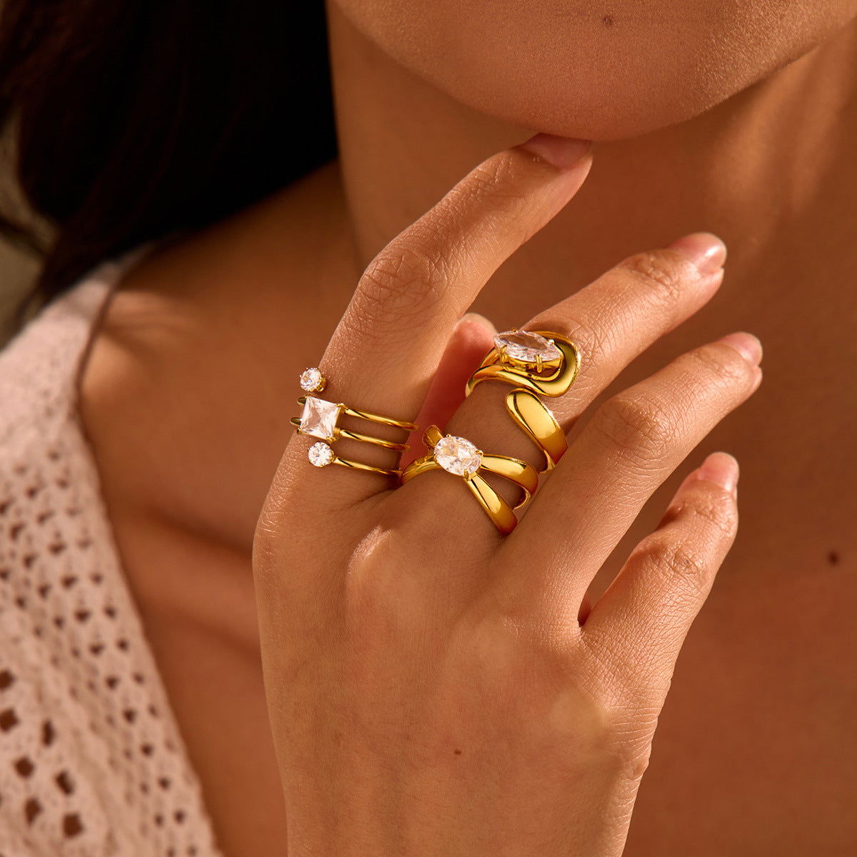 Bague Acier Inoxydable Zircon Incrusté - Design Original Élégant - BMYANY