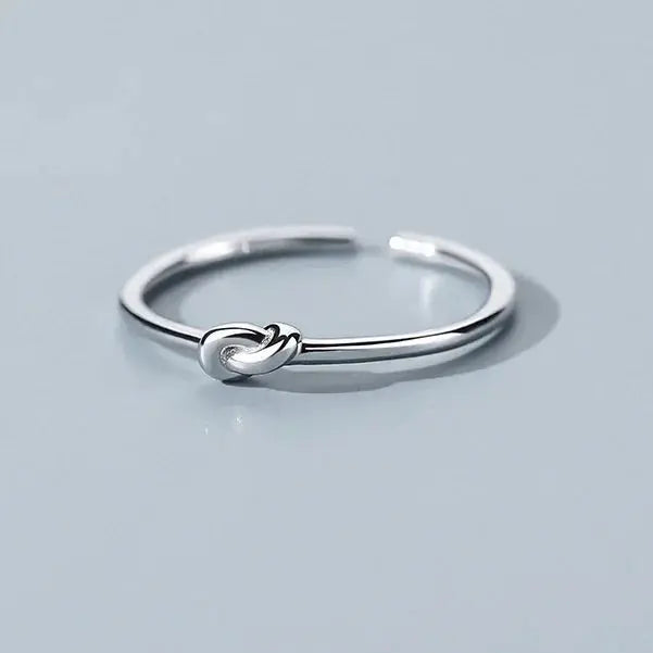 Bague Ajustable Nœud Argent 925 - Style Punk Minimaliste Femme - BMYANY