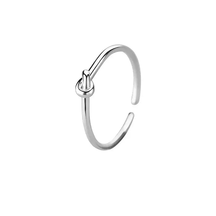 Bague Ajustable Nœud Argent 925 - Style Punk Minimaliste Femme - BMYANY
